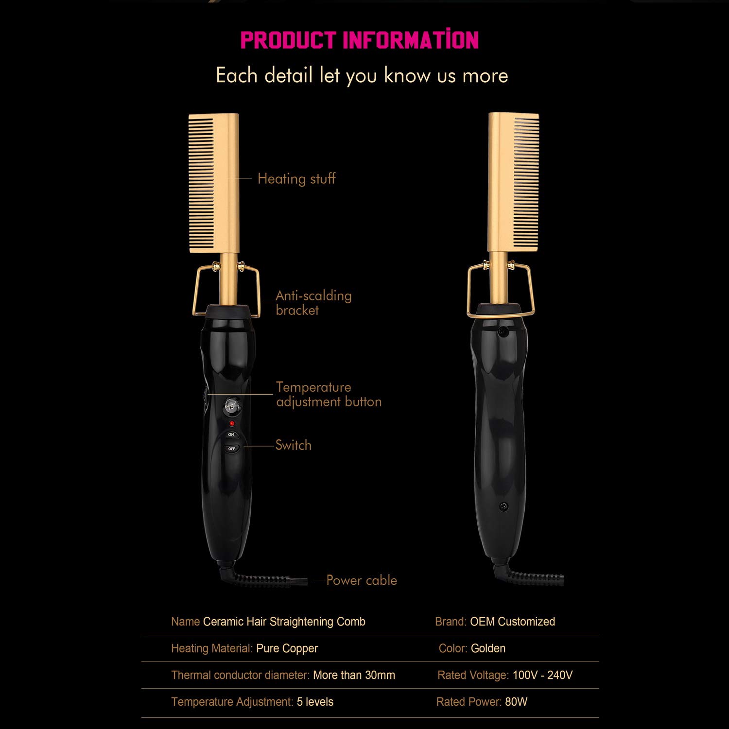 Miniatura 3 de Peine Alisador Electrico Para Cabello